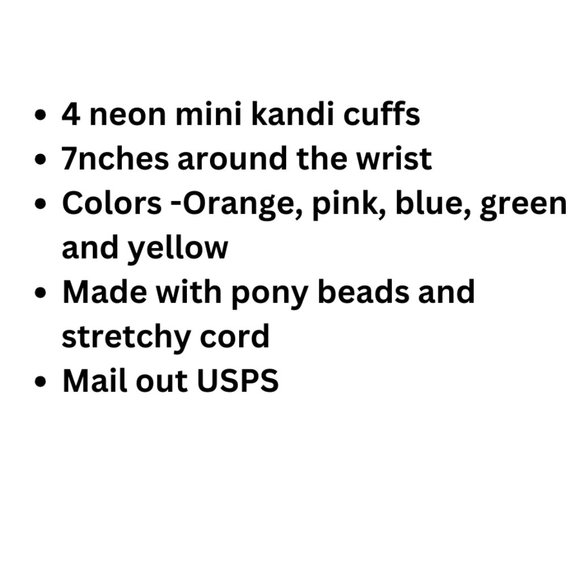 4 Neon Kandi Daisy Bracelet Mini Kandi Cuffs Rave Ready - Picture 6 of 6